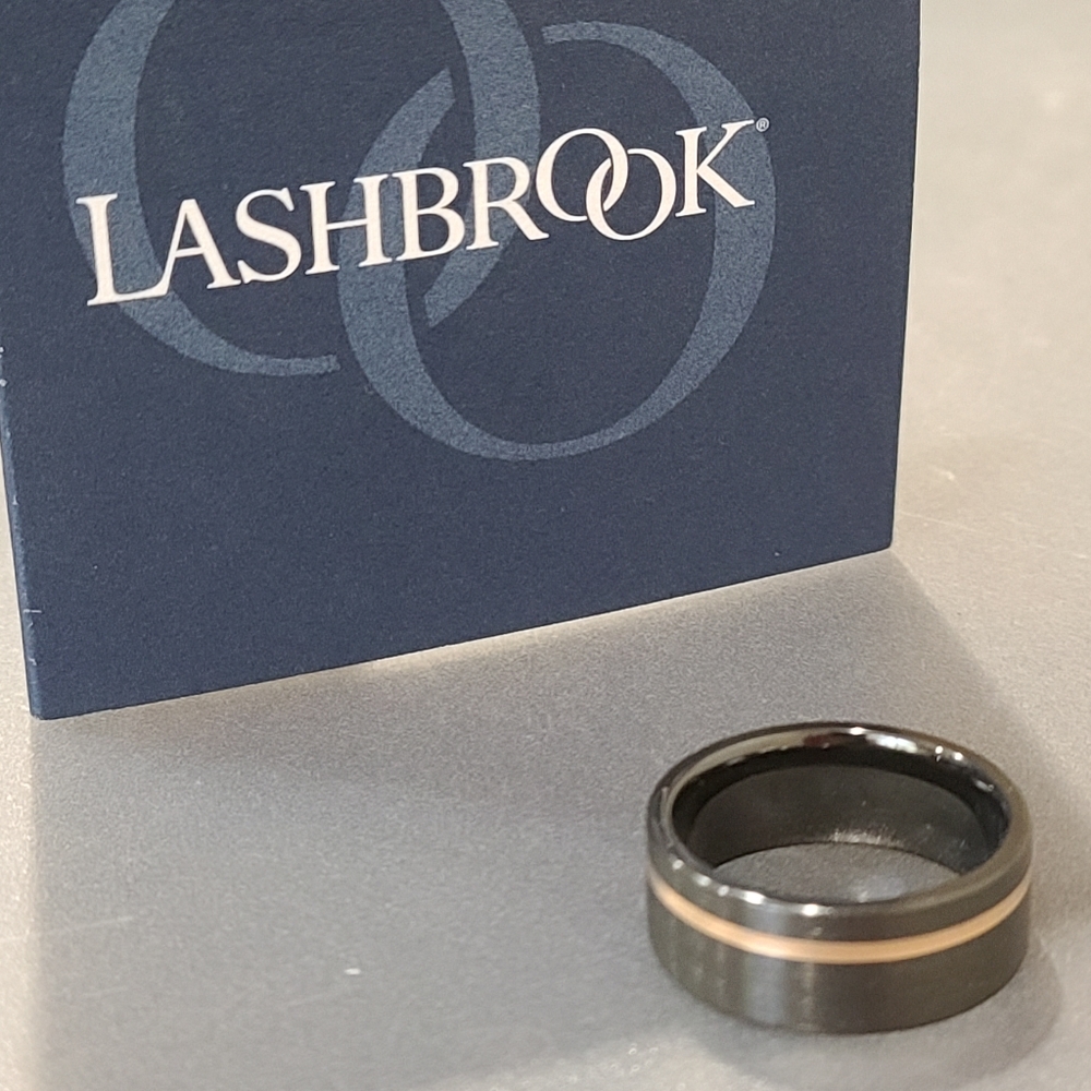 Men's zirconium & rose gold Wedding Band size 7.5